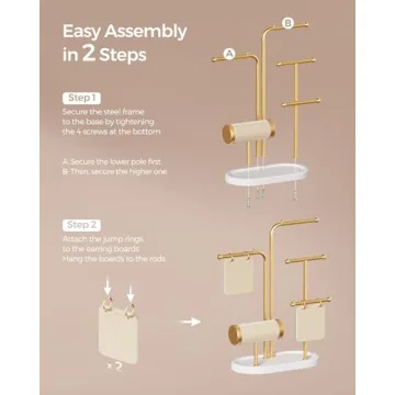 SONGMICS Jewelry Organizer with Earring Boards and Rods