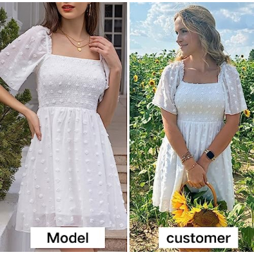 EXLURA Women's Summer Flowy Mini Sundress Elegant Versatile