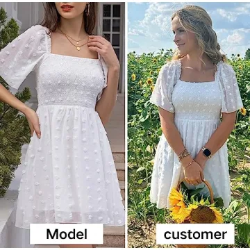 EXLURA Women's Summer Flowy Mini Sundress Elegant Versatile