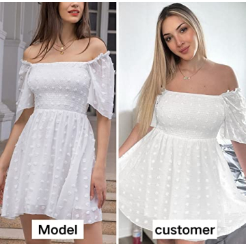 EXLURA Women's Summer Flowy Mini Sundress Elegant Versatile