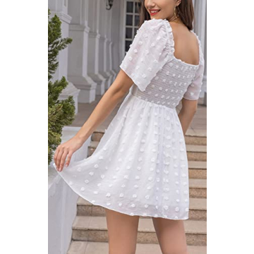 EXLURA Women's Summer Flowy Mini Sundress Elegant Versatile