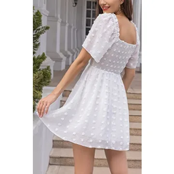 EXLURA Women's Summer Flowy Mini Sundress Elegant Versatile