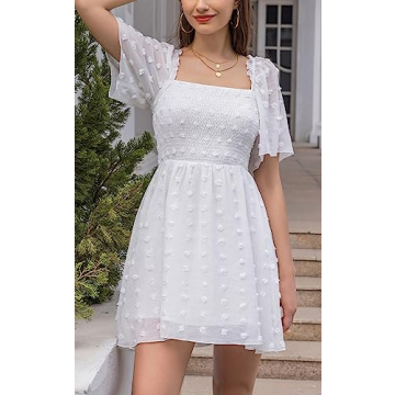 EXLURA Women's Summer Flowy Mini Sundress Elegant Versatile