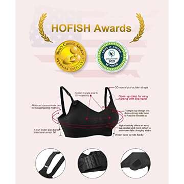 HOFISH Full Bust Maternity Nursing Bra 3 Pack - Soft, Wireless Comfort