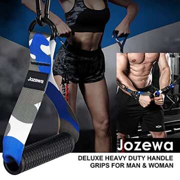 Exercise Handles, Cable Machine Handles, Cable Machine Attachments Resistance Bands Handles with Heavy Duty Carabiners for Home Gym Fitness, Pull Up Bands, Pulley LAT Pull Down System (Blue)