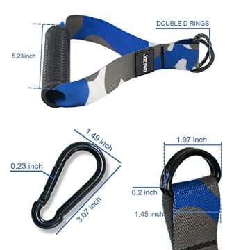 Exercise Handles, Cable Machine Handles, Cable Machine Attachments Resistance Bands Handles with Heavy Duty Carabiners for Home Gym Fitness, Pull Up Bands, Pulley LAT Pull Down System (Blue)