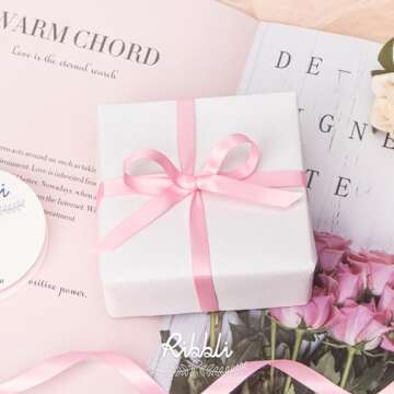 Ribbli Light Pink Satin Ribbon Double Faced Satin 3/8 Inch x Continuous 50 Yards-Light Pink Ribbon for Gift Wrapping Crafts Wedding Decoration Bows Bouquet Floral Arrangement