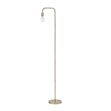 Globe Electric 67068 Holden 70" Floor Lamp, Matte Brass, in-Line On/Off Foot Switch