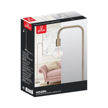 Globe Electric 67068 Holden 70" Floor Lamp, Matte Brass, in-Line On/Off Foot Switch
