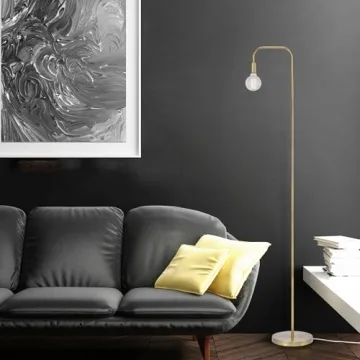 Globe Electric 67068 Holden 70" Floor Lamp, Matte Brass, in-Line On/Off Foot Switch