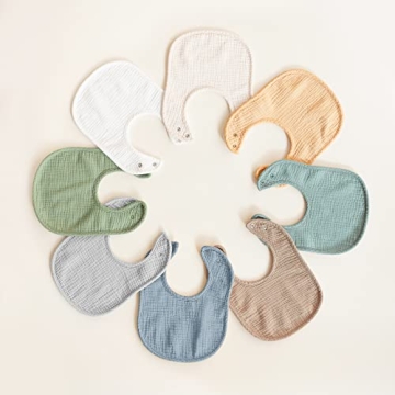 Muslin Baby Bibs - 8 Pack for Boys & Girls