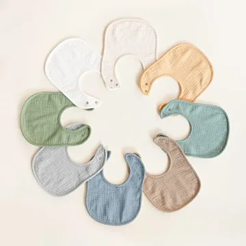 Muslin Baby Bibs - 8 Pack for Boys & Girls