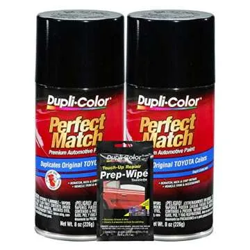 Dupli-Color Black (Metallic) Exact-Match Automotive Paint For Toyota Vehicles - 8 oz, Bundles Prep W...