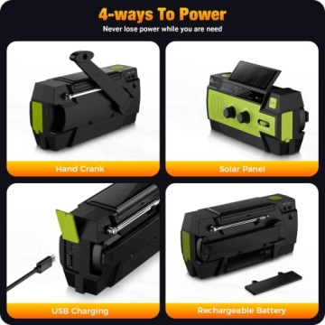 4000mAh Emergency Radio with Solar & Hand Crank Features
