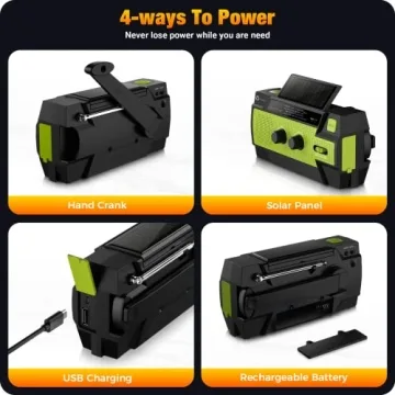 4000mAh Emergency Radio with Solar & Hand Crank Features