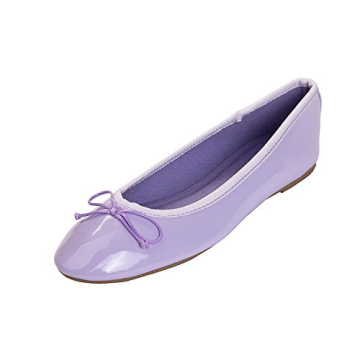 FEVERSOLE Women's Macaroon Colorful Memory Foam Cushion Insock Patent Ballet Flat Lilac Size 8 M US