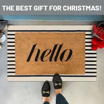 IOHOUZE Black Beige Striped Rug -2'x3' Front Door Rugs Outdoor, Small Washable Area Rug for Front Po...