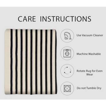 IOHOUZE Black Beige Striped Rug -2'x3' Front Door Rugs Outdoor, Small Washable Area Rug for Front Porch, Spring Summer Welcome Mats Outdoor Indoor, Doormat for Entryway Porch Entrance