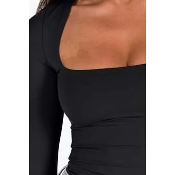 Dressmine Women's Sexy Long Sleeve Square Neck Crop Top