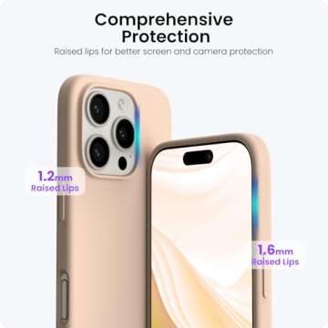 ORNARTO Compatible with iPhone 16 Pro Max Case 6.9", Slim Liquid Silicone 3 Layers Soft Gel Rubber Shockproof Protective Case with Anti-Scratch Microfiber Lining-Nude Taupe