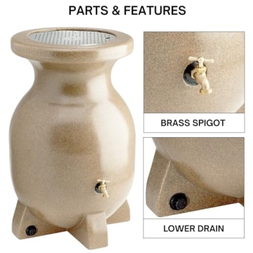 Koolatron 55 Gallon Stylish Sandstone Rain Barrel