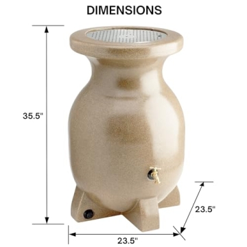 Koolatron 55 Gallon Stylish Sandstone Rain Barrel