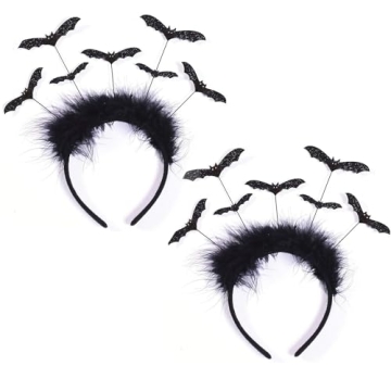 2 Pieces Halloween Bat Headbands Black Bat Hair Hoop Sequin Headband for Halloween Cosplay Party Cos...