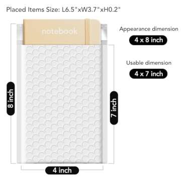 Fuxury 4x8 Inch Bubble Mailers - 50 Pack Self-Seal Padded Envelopes for Secure Shipping