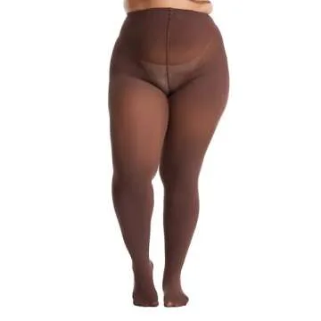 Frola Plus Size Tights for Women Semi Opaque Control Top High Waist Stockings 60 Denier Women's Pantyhose(4X-Langer,Espresso)