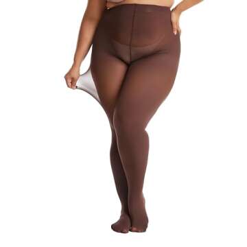 Frola Plus Size Tights for Women Semi Opaque Control Top High Waist Stockings 60 Denier Women's Pantyhose(4X-Langer,Espresso)