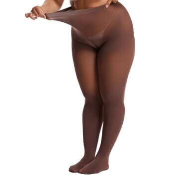 Frola Plus Size Tights for Women Semi Opaque Control Top High Waist Stockings 60 Denier Women's Pantyhose(4X-Langer,Espresso)