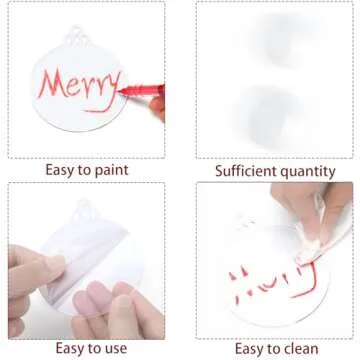 Clear Round Acrylic Christmas Ornaments Clear Blank Acrylic Disc Circle Red Ribbon with Hole DIY Crafts Acrylic Ornament for Xmas Tree Party Painting Hanging Decoration Supplies(3 Inch, 25 Pieces)