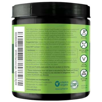 NATURELO Raw Greens Superfood Powder - Unsweetened - Boost Energy, Detox, Enhance Health - Organic S...
