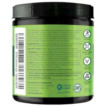 NATURELO Raw Greens Superfood Powder - Unsweetened - Boost Energy, Detox, Enhance Health - Organic S...