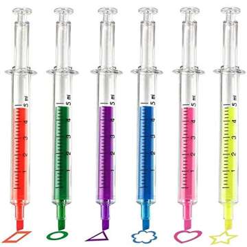 34 Pcs Cute School Supplies Set 12 Syringe Highlighters 4 Nursing Needle Pens 12 Vitamin Pill Pens And 2 Tape 3 Bandage Sticky Notes Cool Gifts For Nurse