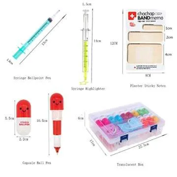 34 Pcs Cute School Supplies Set 12 Syringe Highlighters 4 Nursing Needle Pens 12 Vitamin Pill Pens And 2 Tape 3 Bandage Sticky Notes Cool Gifts For Nurse