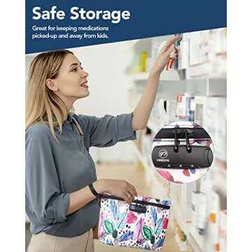 FIREDOG Printed Smell Proof Bags with Combination Lock, Carbon Lined Odor Proof Stash Bag Case Container for Travel Storage (10.8"x8.8")