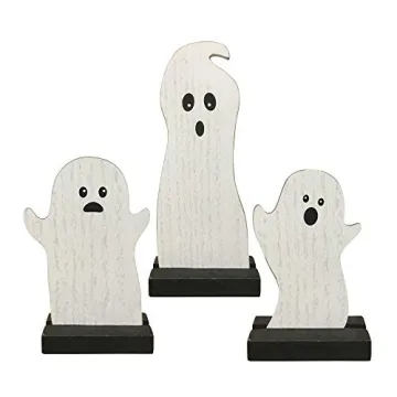 CWI Gifts Wooden Ghost Shelf Sitters for Halloween Decor