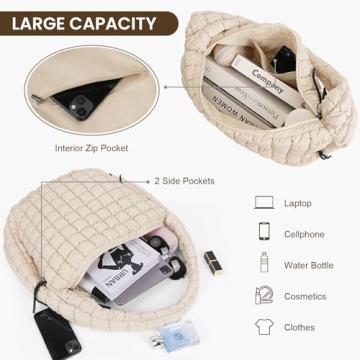 Juoxeepy Quilted Tote Bag Large Quilted Carryall Puffer Shoulder Bag Lightweight Quilted Padding Hobo Bag Quilted Bag
