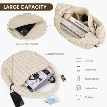 Juoxeepy Quilted Tote Bag Large Quilted Carryall Puffer Shoulder Bag Lightweight Quilted Padding Hobo Bag Quilted Bag