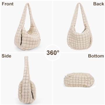 Juoxeepy Quilted Tote Bag Large Quilted Carryall Puffer Shoulder Bag Lightweight Quilted Padding Hobo Bag Quilted Bag