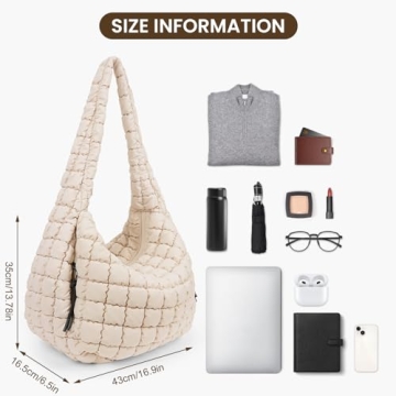 Juoxeepy Quilted Tote Bag Large Quilted Carryall Puffer Shoulder Bag Lightweight Quilted Padding Hobo Bag Quilted Bag