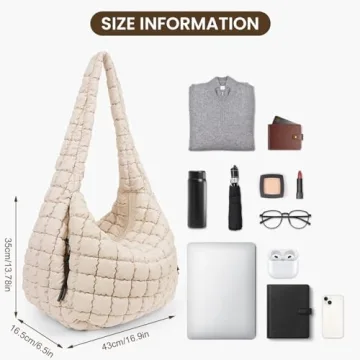 Juoxeepy Quilted Tote Bag Large Quilted Carryall Puffer Shoulder Bag Lightweight Quilted Padding Hobo Bag Quilted Bag