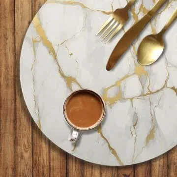 Round Leather Placemats Set of 4 Waterproof Washable Heat Resistant