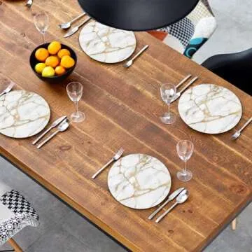 Round Leather Placemats Set of 4 Waterproof Washable Heat Resistant