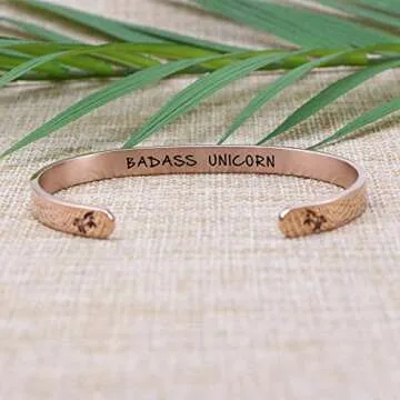 JoycuFF Personalized Gifts B*d*ss Unicorn Bracelets for Wife from Husband Funny Gift for Girlfriend Daughter Best Friend Friendship Mom Mantra Rose Cuff Birthday Gifts