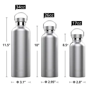 Triple Tree 34OZ Vacuum Insulated Stainless Steel Water Bottle, Double Wall Wide Mouth Lids Keeps beverage Hot or Cold Sweat Proof