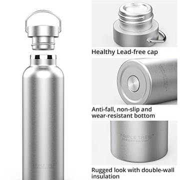 Triple Tree 34OZ Vacuum Insulated Stainless Steel Water Bottle, Double Wall Wide Mouth Lids Keeps beverage Hot or Cold Sweat Proof