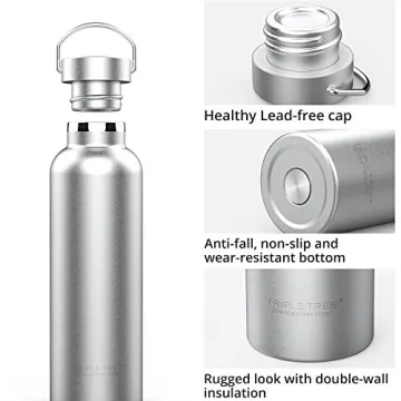 Triple Tree 34OZ Vacuum Insulated Stainless Steel Water Bottle, Double Wall Wide Mouth Lids Keeps beverage Hot or Cold Sweat Proof