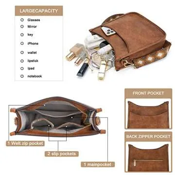 Caitina Women's Vegan Leather Crossbody Hobo Handbag